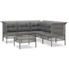 vidaXL Salon de jardin 6 pcs avec coussins Gris Résine tressée