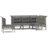 vidaXL Salon de jardin 5 pcs avec coussins Gris Résine tressée