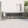 vidaXL Salon de jardin 6 pcs avec coussins Gris Résine tressée