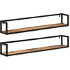 vidaXL Étagères murales 2 pcs 110x17x17 cm bois massif manguier et fer