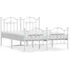 vidaXL Cadre de lit métal avec tête de lit/pied de lit blanc 140x190cm
