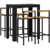 vidaXL Ensemble de bar jardin 5 pcs noir poly rotin/bois massif acacia