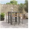 vidaXL Ensemble de bar jardin 5 pcs gris poly rotin/bois massif acacia