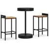 vidaXL Ensemble de bar jardin 3 pcs noir poly rotin/bois massif acacia