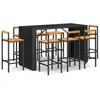 vidaXL Ensemble de bar jardin 9 pcs noir poly rotin/bois massif acacia