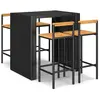 vidaXL Ensemble de bar jardin 5 pcs noir poly rotin/bois massif acacia