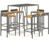 vidaXL Ensemble de bar jardin 7 pcs gris poly rotin/bois massif acacia