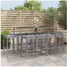 vidaXL Ensemble de bar de jardin 11 pcs avec coussins gris poly rotin