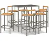 vidaXL Ensemble de bar jardin 7 pcs gris poly rotin/bois massif acacia