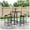 vidaXL Ensemble de bar jardin 5 pcs noir poly rotin/bois massif acacia