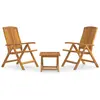 vidaXL Salon de jardin 3 pcs bois de teck solide