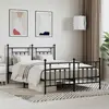 vidaXL Cadre de lit métal avec tête de lit/pied de lit noir 140x190 cm