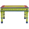 vidaXL Table basse vert bois de manguier massif peint à la main