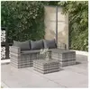 vidaXL Salon de jardin 3 pcs avec coussins Gris Résine tressée