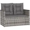 vidaXL Banc de jardin avec coussins Gris 105 cm Résine tressée