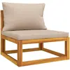vidaXL Canapé central de jardin et coussins taupe bois massif d'acacia