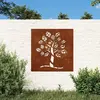 vidaXL Décoration murale jardin 55x55 cm acier corten design d'arbre