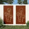 vidaXL Décorations murales de jardin 2pcs 105x55 cm design de fleur