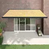 vidaXL Auvent rétractable jaune et blanc 4,5x3 m tissu et aluminium