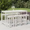 vidaXL Ensemble de bar de jardin 9 pcs blanc bois de pin massif