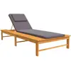 vidaXL Chaise longue et coussin/oreiller gris foncé bois massif acacia