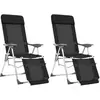 VidaXL Campingstoelen met voetensteun 2 st inklapbaar textileen zwart360146