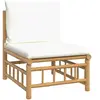 vidaXL Canapé central de jardin avec coussins blanc crème bambou