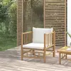 vidaXL Canapé de jardin avec coussins blanc crème bambou