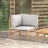 vidaXL Canapé d'angle de jardin avec coussins gris clair bambou