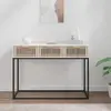vidaXL Table console blanc 105x30x75 cm bois d'ingénierie et fer