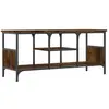 Meuble TV chêne fumé 100x35x45 cm bois d'ingénierie et fer