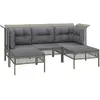 vidaXL Salon de jardin 5 pcs avec coussins Gris Résine tressée