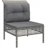 vidaXL Canapé central de jardin avec coussin Gris Résine tressée