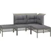 vidaXL Salon de jardin 4 pcs avec coussins Gris Résine tressée