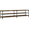 Meuble TV chêne fumé 200x30x50 cm bois d'ingénierie et métal