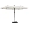 vidaXL Parasol à double tête avec LED blanc sable 449x245 cm