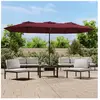 vidaXL Vidaxl Parasol De Jardin À Double Tête Avec Led Rouge Bordeaux