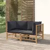 vidaXL Canapés d'angle de jardin avec coussins gris foncé 2 pcs bambou