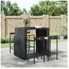 vidaXL Tabourets de bar 4 pcs noir résine tressée et bois d'acacia