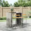 vidaXL Tabourets de bar 2 pcs gris résine tressée et bois d'acacia