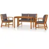 vidaXL Ensemble à manger de jardin 4 pcs coussins Bois acacia