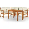 vidaXL Ensemble à manger de jardin 4 pcs coussins Bois acacia