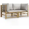 vidaXL Canapés d'angle de jardin avec coussins gris clair 2 pcs bambou
