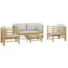 vidaXL Salon de jardin 5 pcs avec coussins gris clair bambou