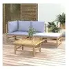 vidaXL Salon de jardin 4 pcs avec coussins gris clair bambou