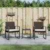 vidaXL Ensemble à manger de jardin avec coussins 3 pcs marron rotin PP