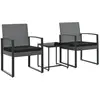 vidaXL Ensemble à manger de jardin coussins 3 pcs gris foncé rotin PP