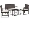 vidaXL Ensemble à manger de jardin 5 pcs et coussins marron rotin PP
