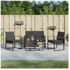 vidaXL Ensemble à manger de jardin avec coussins 5 pcs noir rotin PP