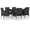 vidaXL Ensemble à manger de jardin avec coussins 7 pcs Noir